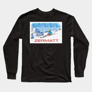 Zermat, Switzerland, Ski Poster Long Sleeve T-Shirt